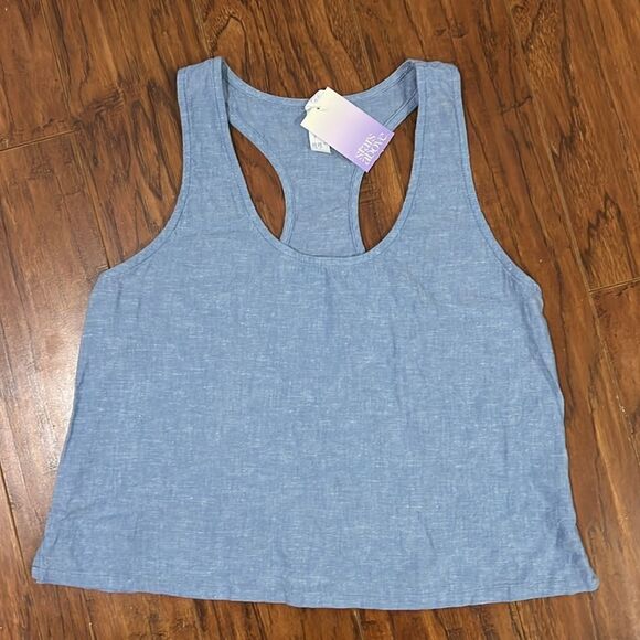 NWT Stars Above Size Small Blue Racerback Tank Top Pajama Linen Rayon - Picture 2 of 4